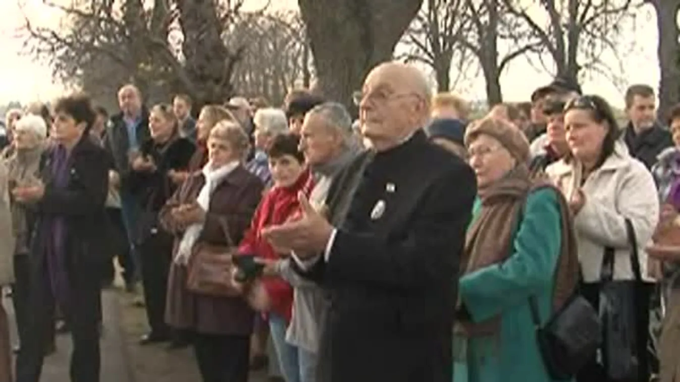 Nemzeti emlékhelyet jelölő márványoszlop és lobogó avatása Mohácson