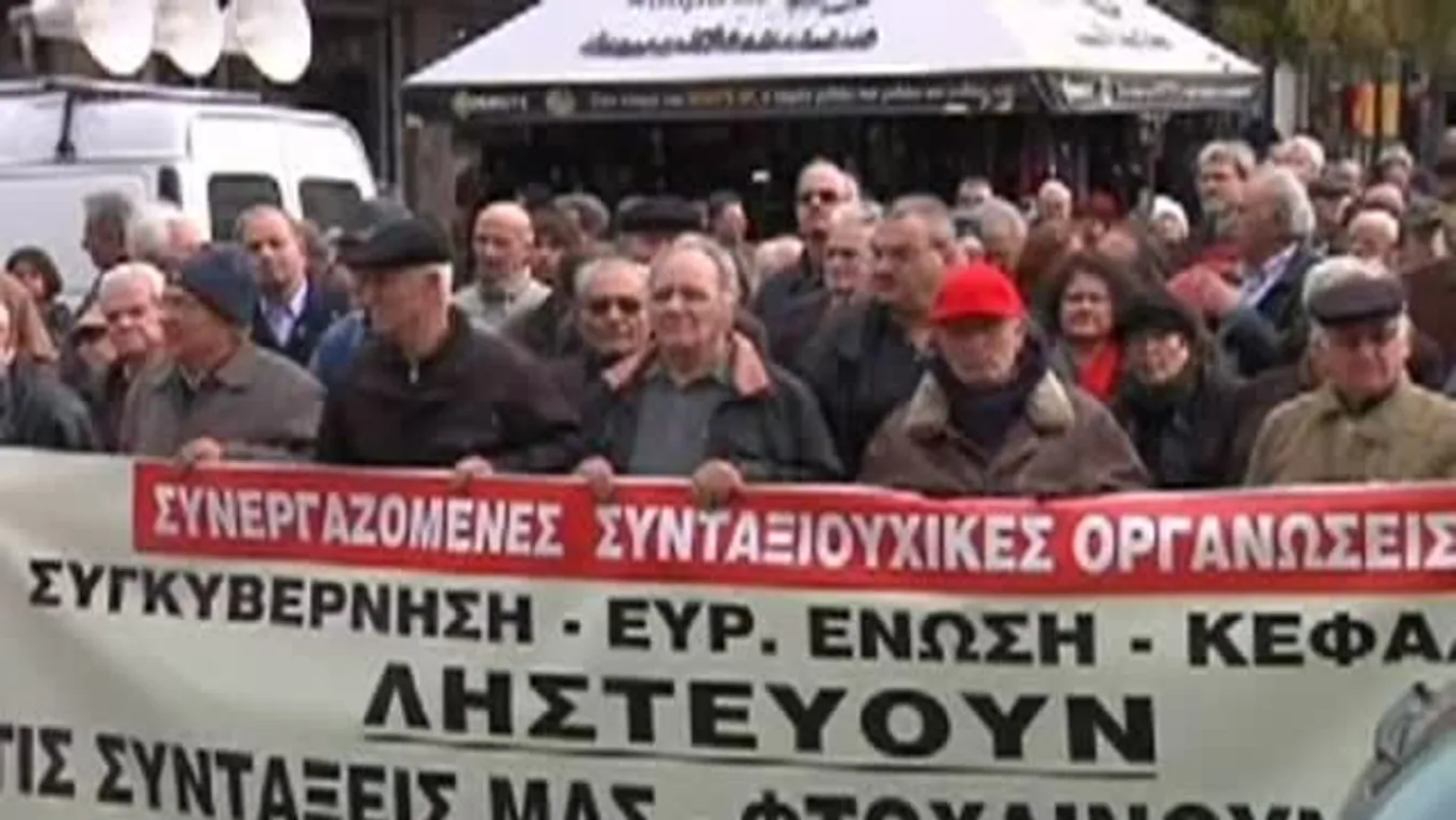 A nyugdíjcsökkentés ellen tüntettek a görög nyugdíjasok