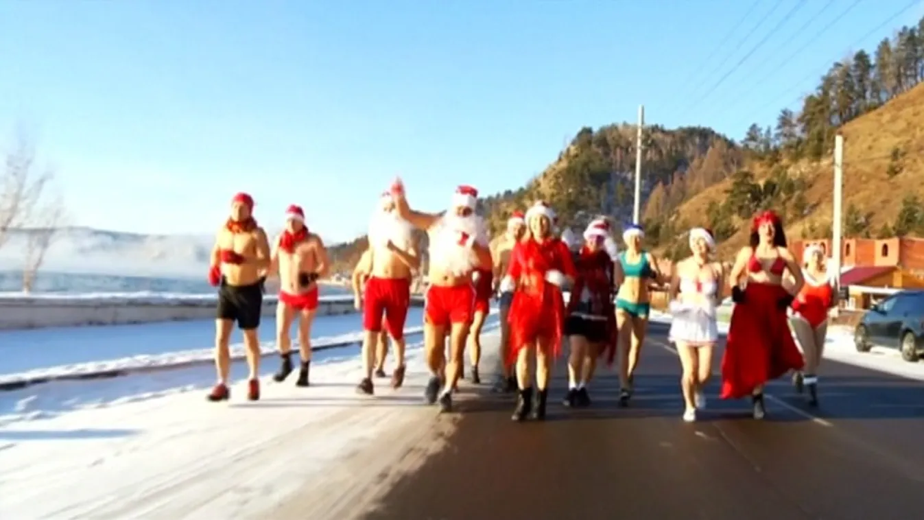 Mikulásruhában futottak, majd megmártóztak a jeges vízben