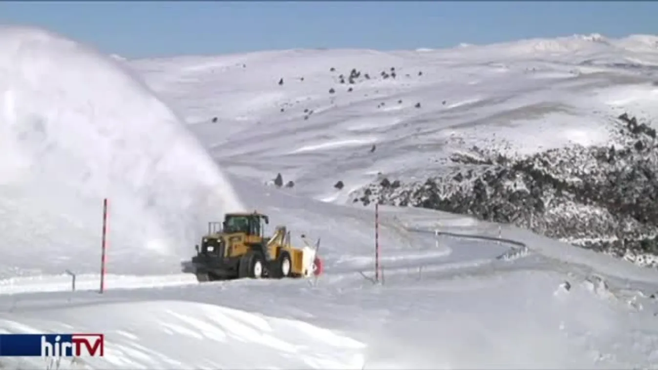 Hó pálmafákkal Spanyolországban