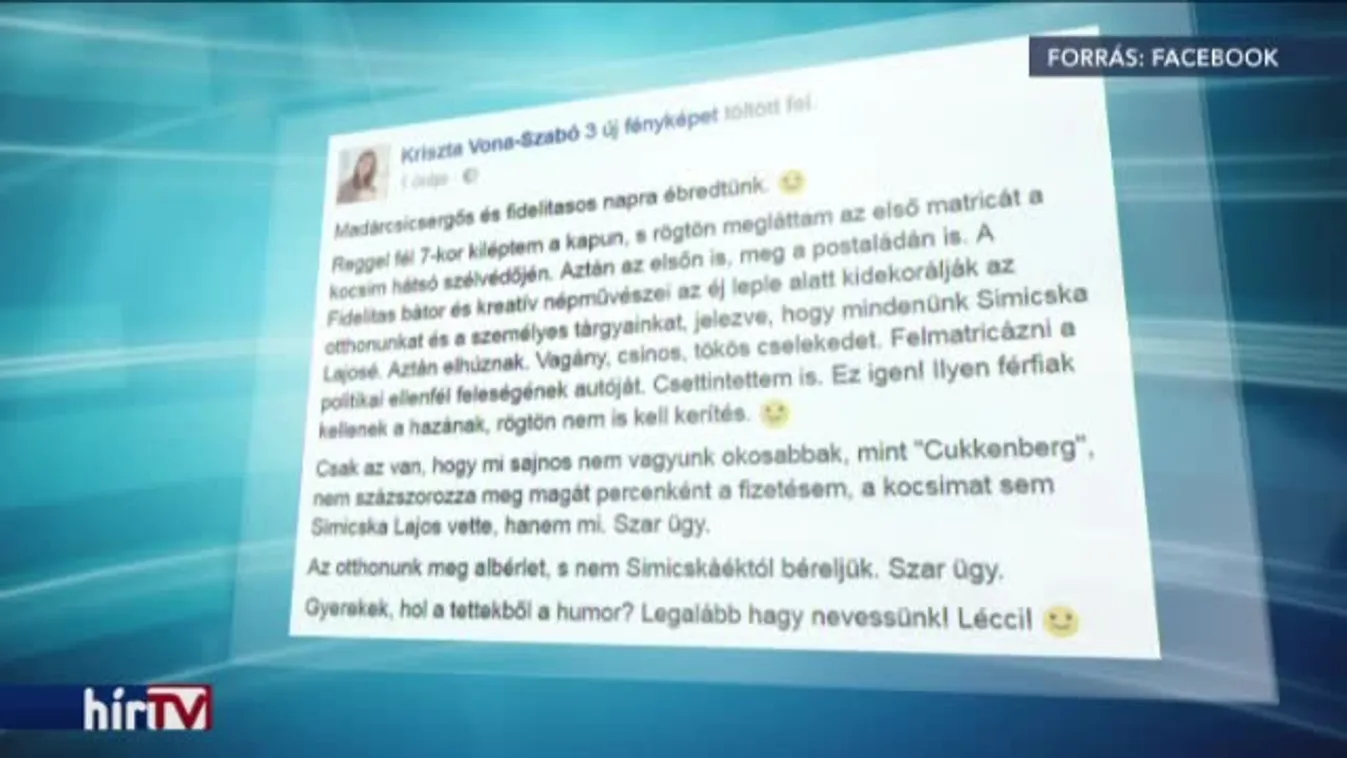 Vona nejének kocsiját is összematricázta a a Fidelitas