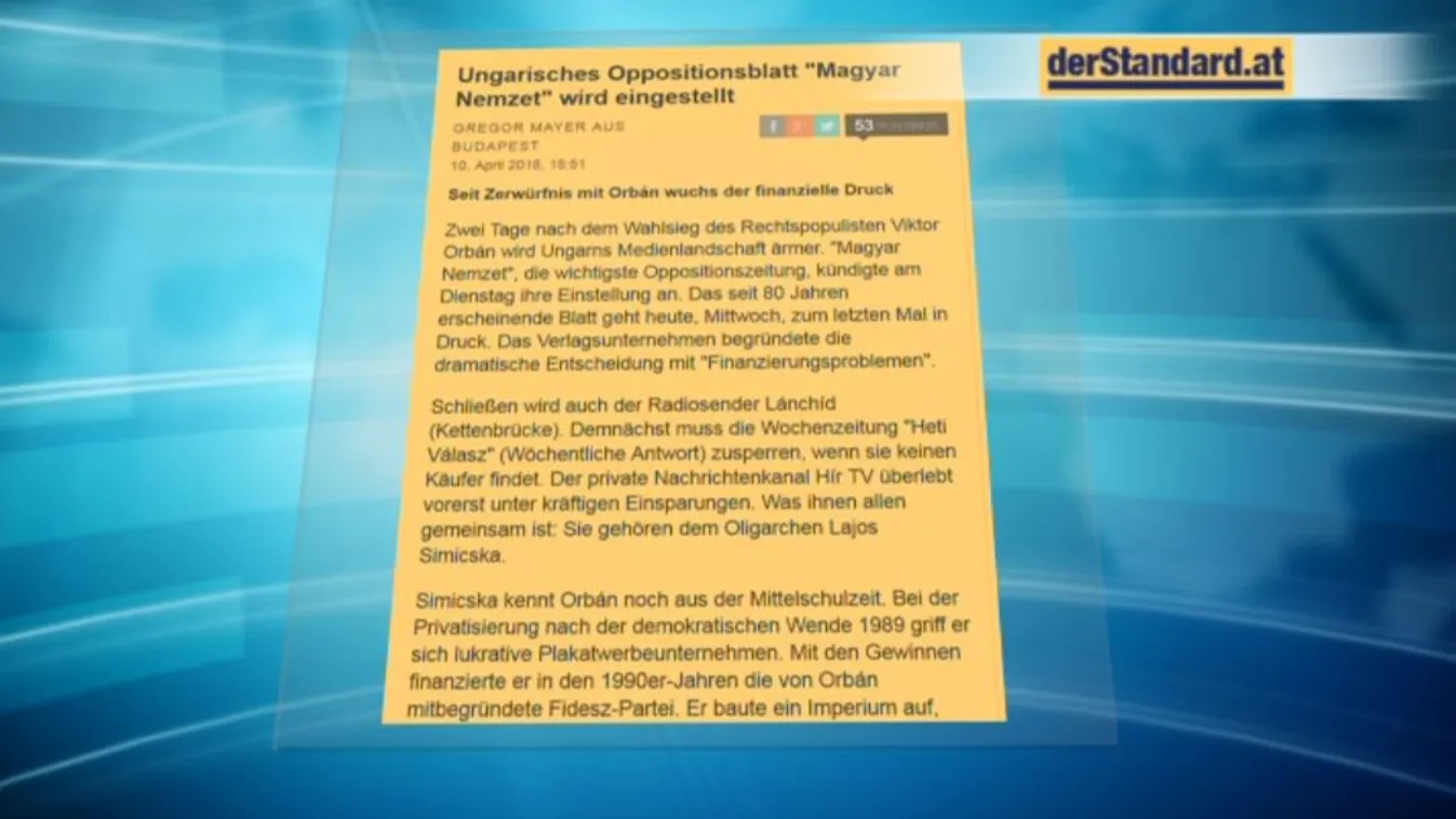 Der Standard: Még szegényesebb lesz a magyar média
