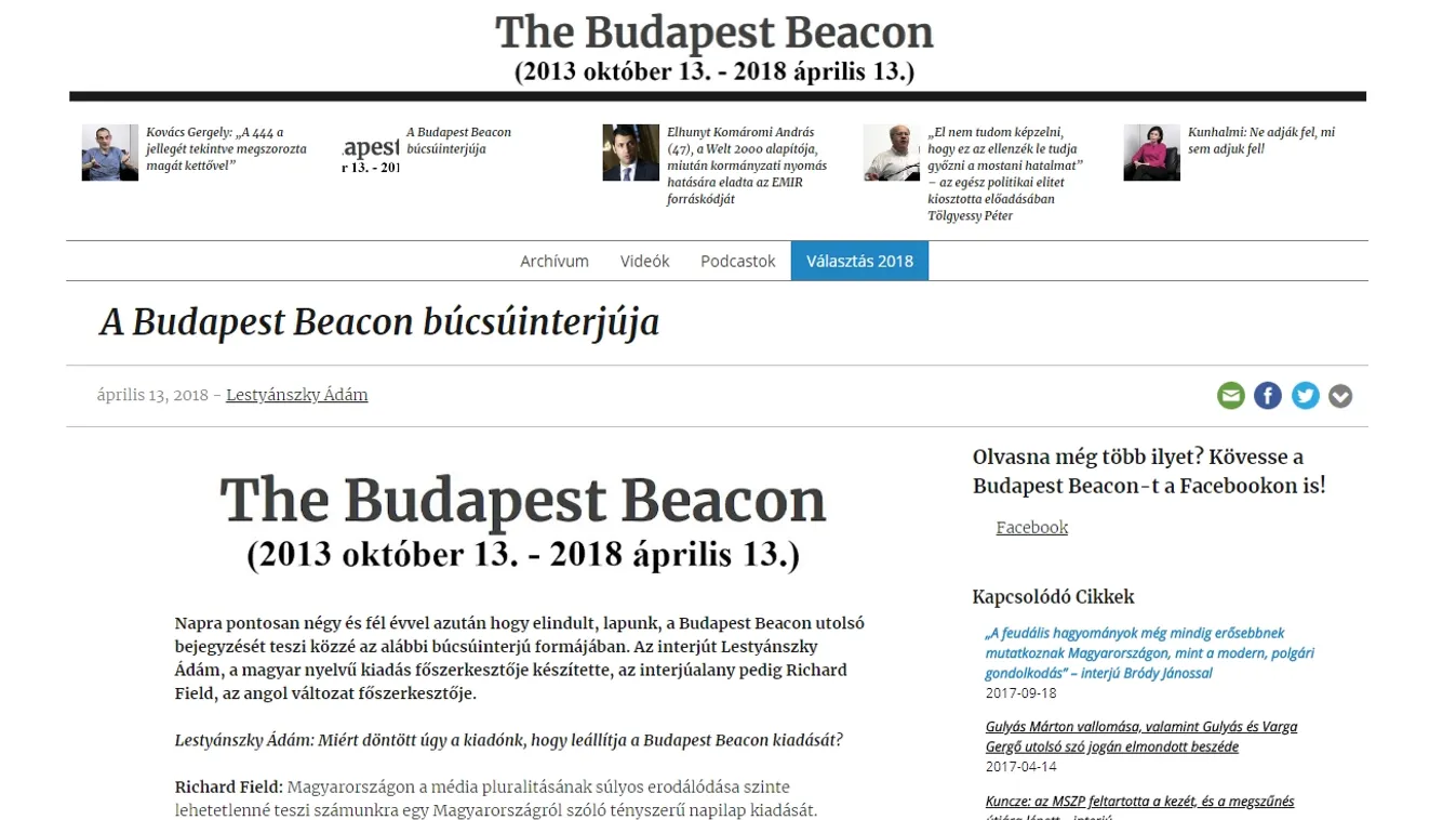 A kormányfüggetlen Budapest Beacon portál is búcsúzik