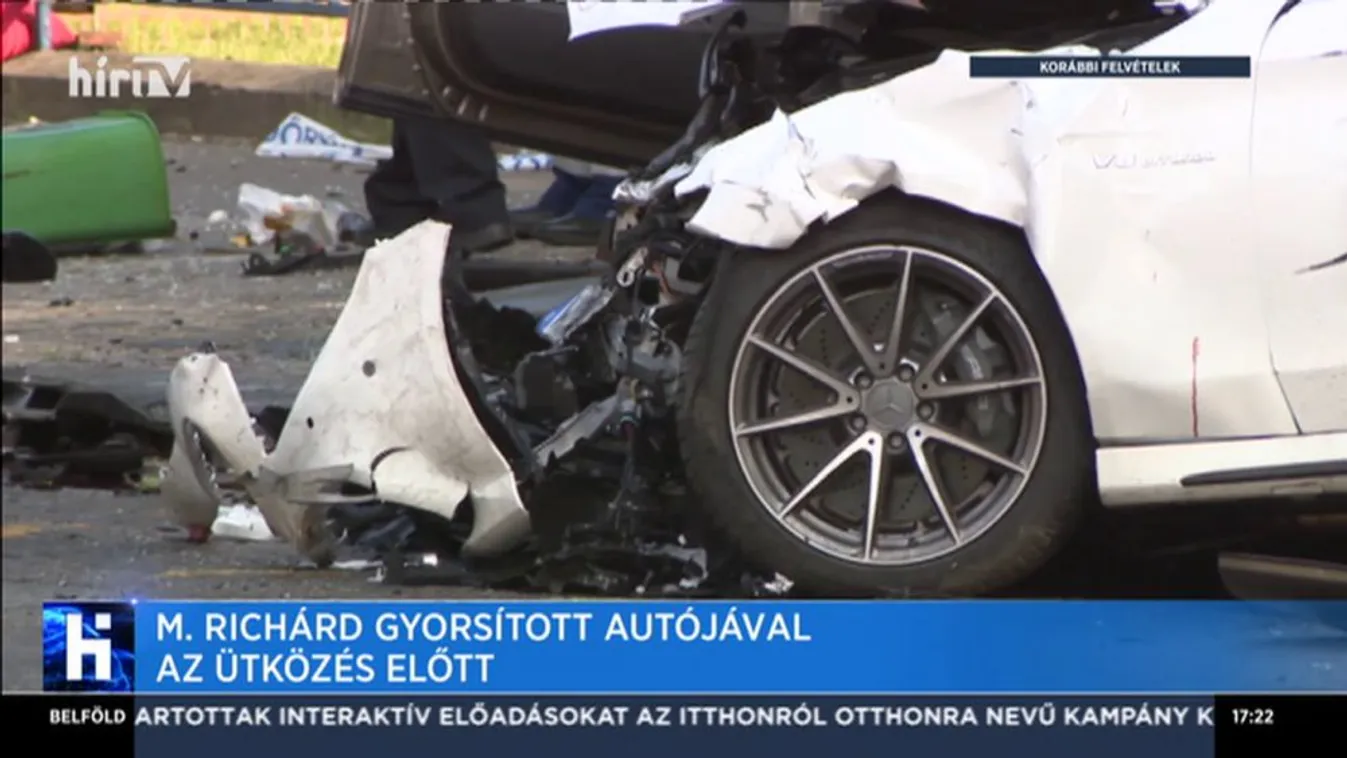 M. Richárd gyorsított autójával az ütközés előtt