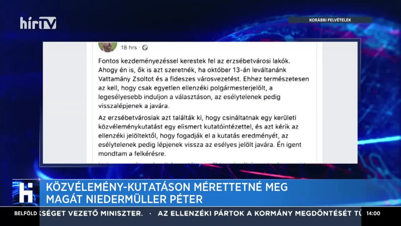 Közvélemény-kutatáson mérettetné meg magát Niedermüller Péter