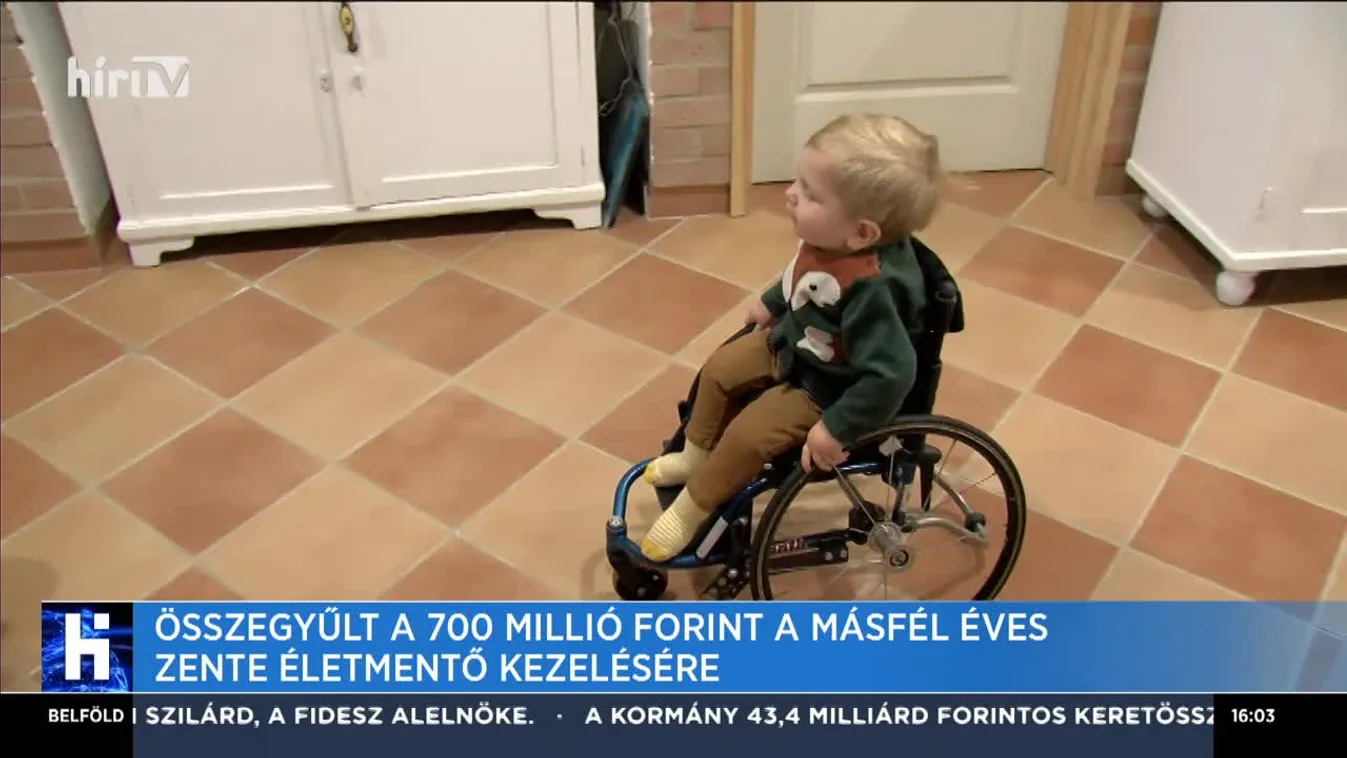 Összegyűlt a 700 millió forint a másfél éves Zente életmentő kezelésére