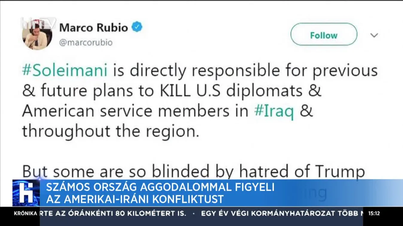 Számos ország aggodalommal figyeli az amerikai-iráni konfliktust