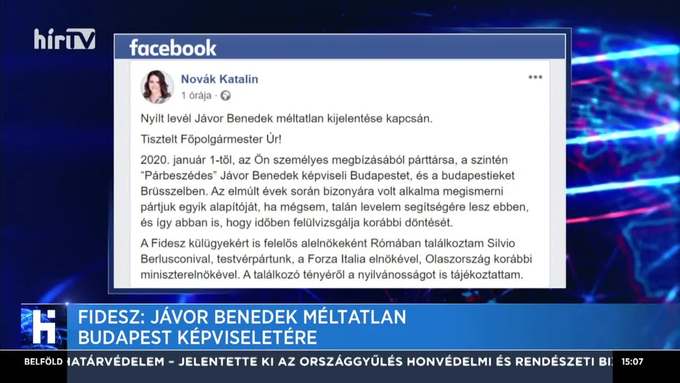 Fidesz: Jávor Benedek méltatlan Budapest képviseletére