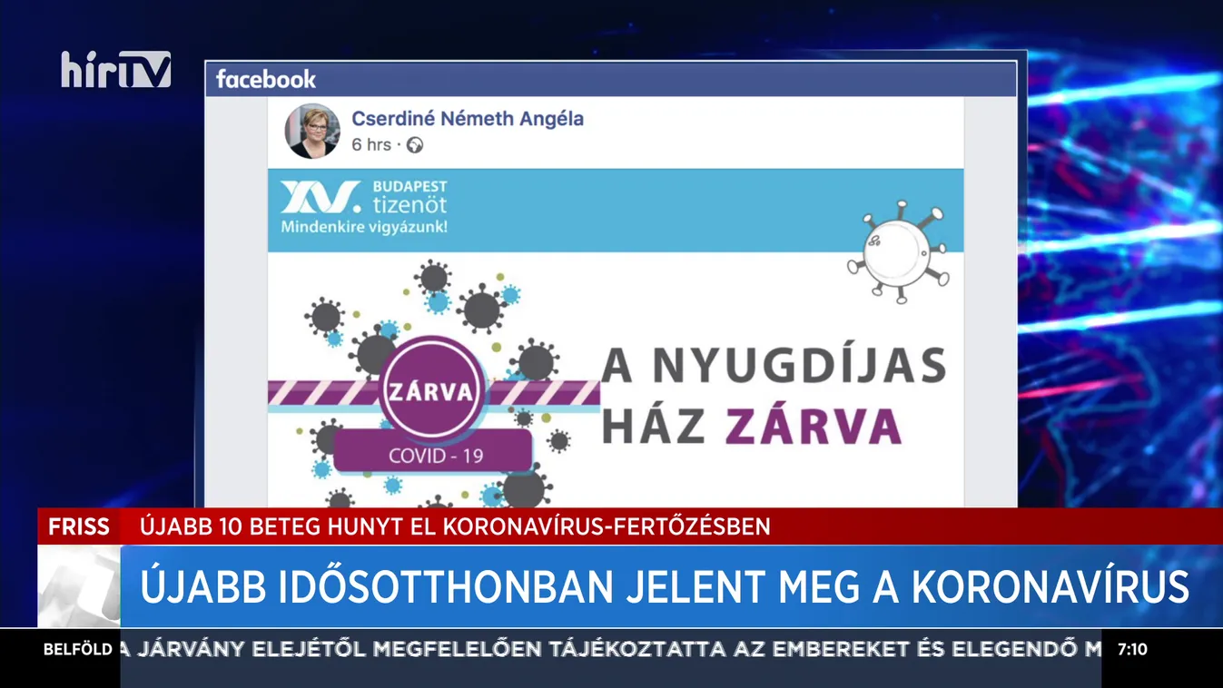 Újabb idősotthonban jelent meg a koronavírus