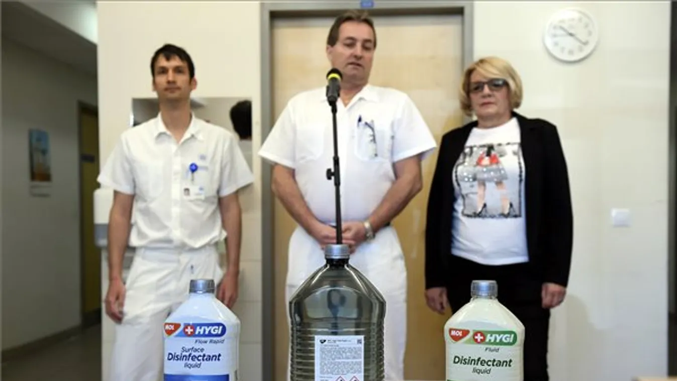 Közel ötezer liter kéz- és felületfertőtlenítőt kapott két budapesti kórház