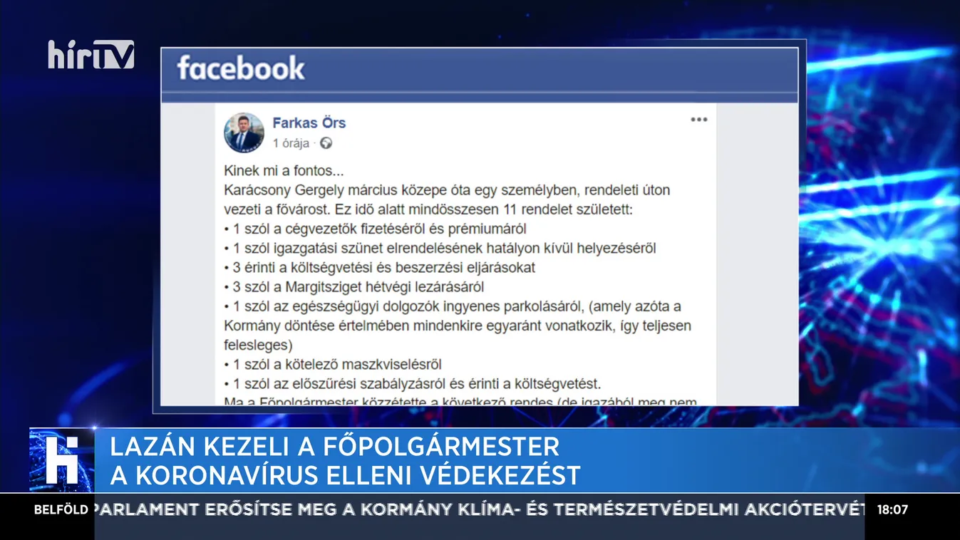 Lazán kezeli a főpolgármester a koronavírus elleni védekezést