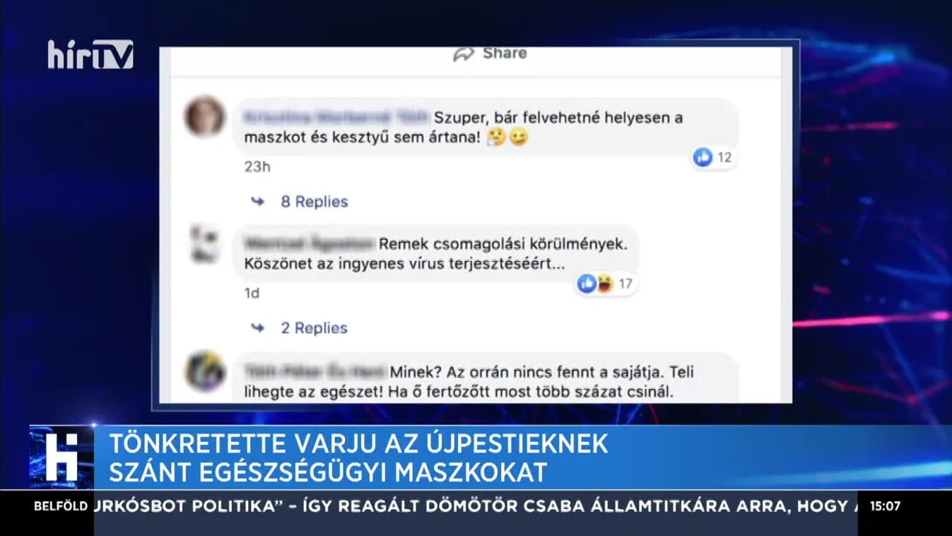 Tönkretette Varju az újpestieknek szánt egészségügyi maszkokat
