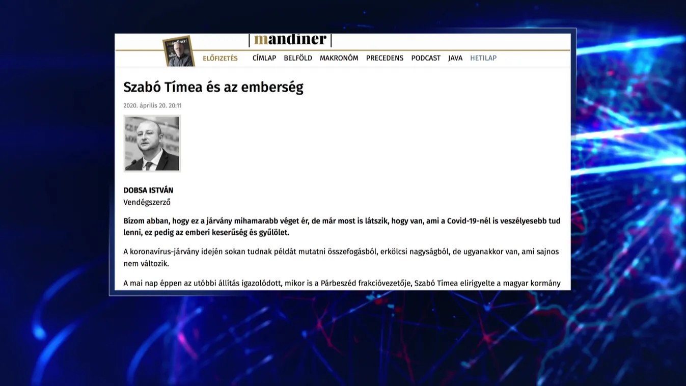 "Az emberi keserűség és gyűlölet ellen sem a védőmaszk, sem a vakcina nem használ"