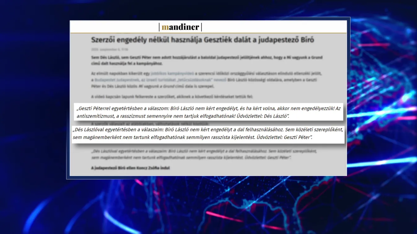 Szerzői engedély nélkül használja Dés és Geszti dalát a judapestező Bíró László