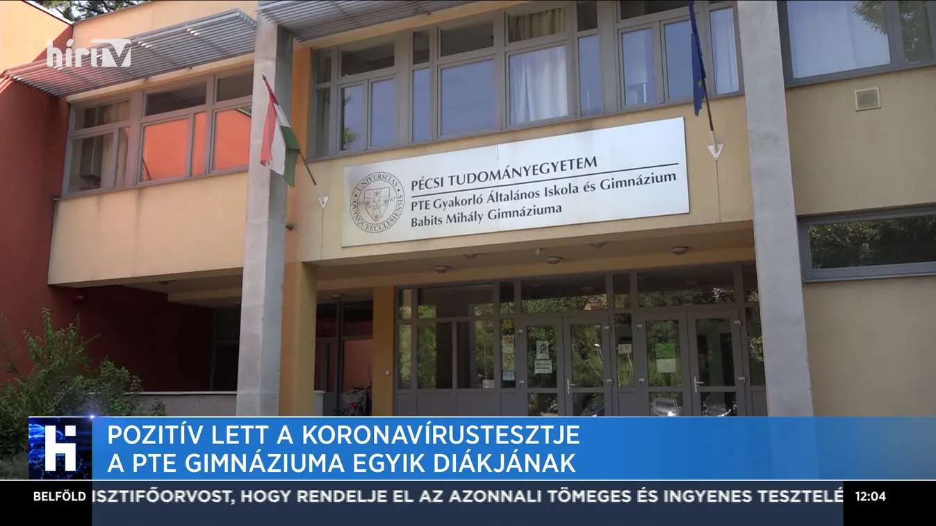 Pozitív lett a koronavírus-tesztje a PTE gimnáziuma egyik diákjának