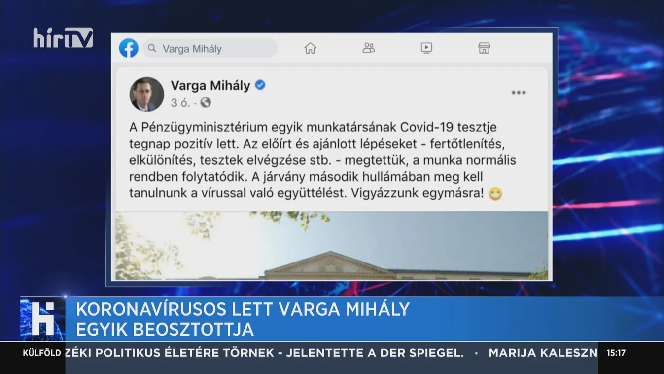 Koronavírusos lett Varga Mihály egyik beosztottja