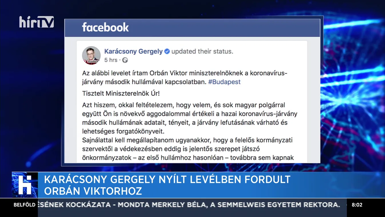 Karácsony Gergely nyílt levélben fordult Orbán Viktorhoz