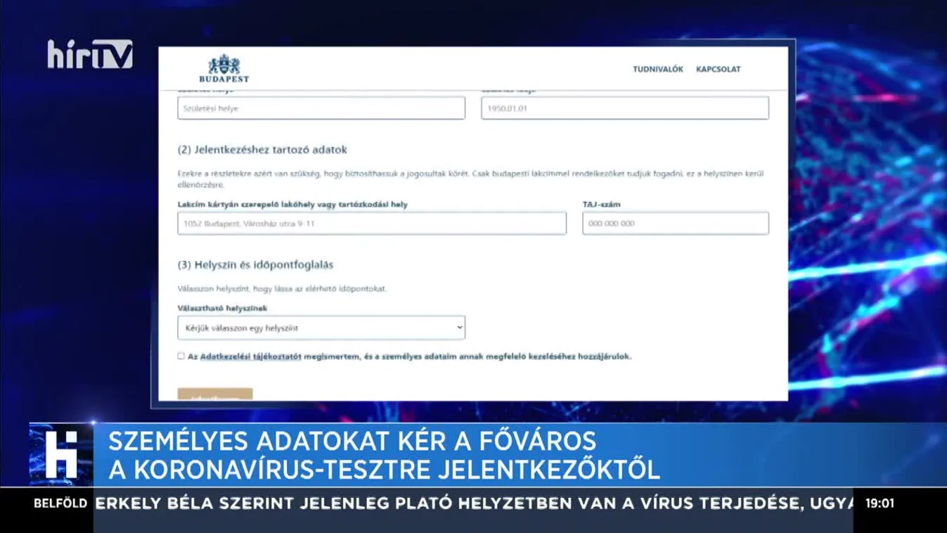 Személyes adatokat kér a főváros a koronavírus-tesztre jelentkezőktől