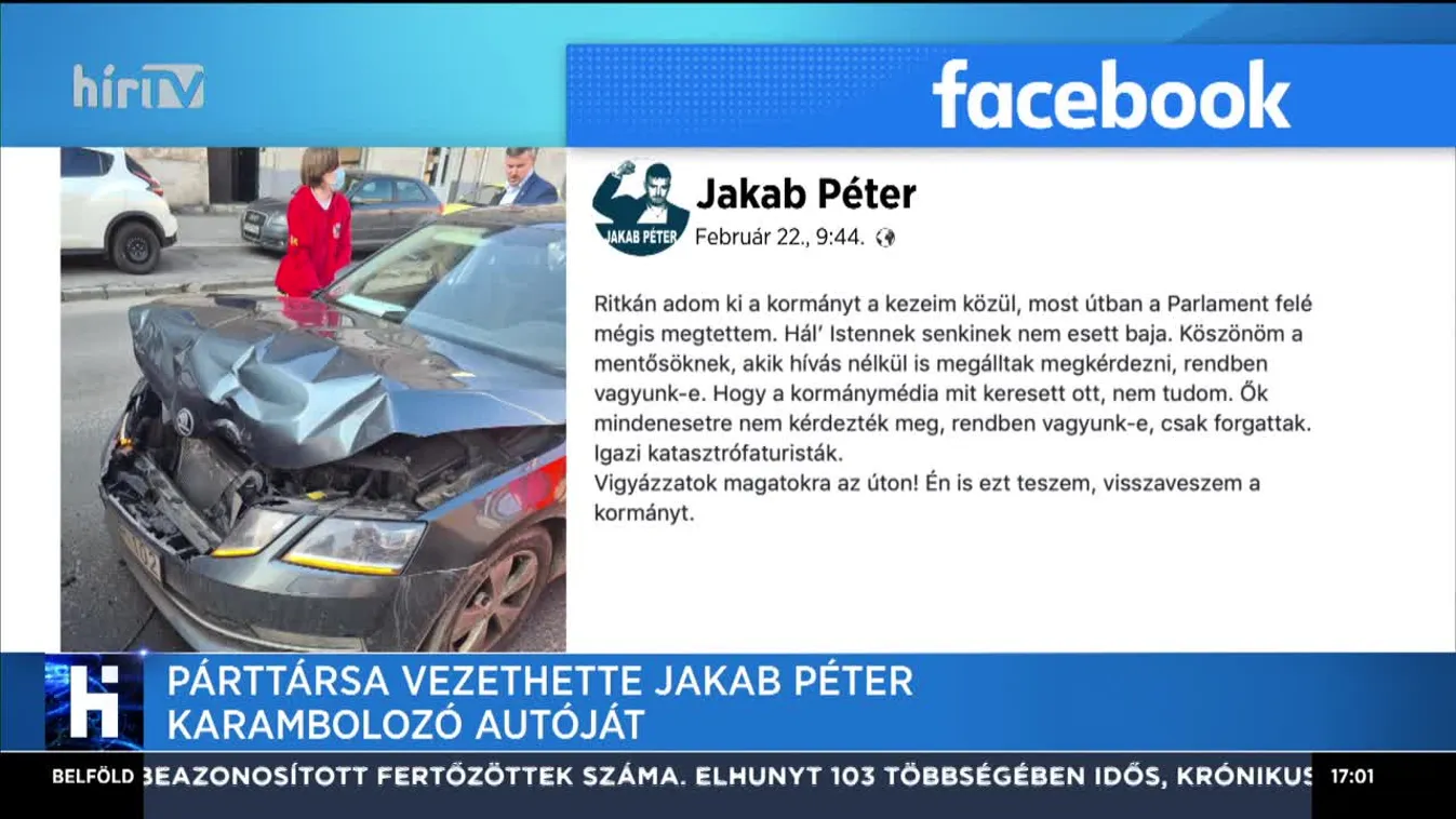 Párttársa vezethette Jakab Péter karambolozó autóját