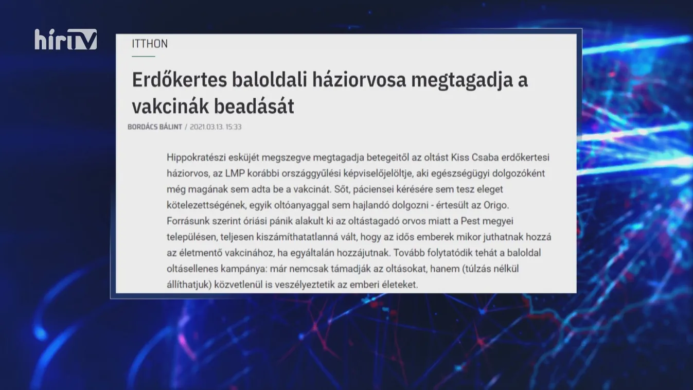 Erdőkertes baloldali háziorvosa megtagadja a vakcinák beadását