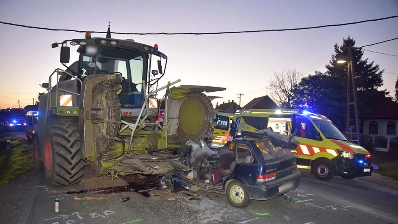 Silózógép nyársalt fel egy Suzukit a balesetben