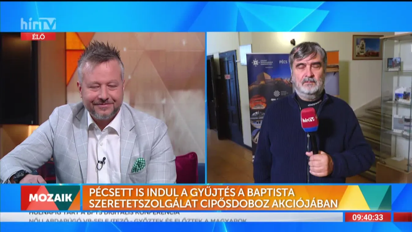 Mozaik - Pécsett is indult gyűjtés a Baptista Szeretetszolgálat Cipősdoboz Akciójában (2021-12-01)