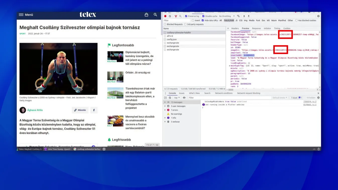 A Telex már december 7-én bekészítette a meghalt Csollány Szilveszter cikkét