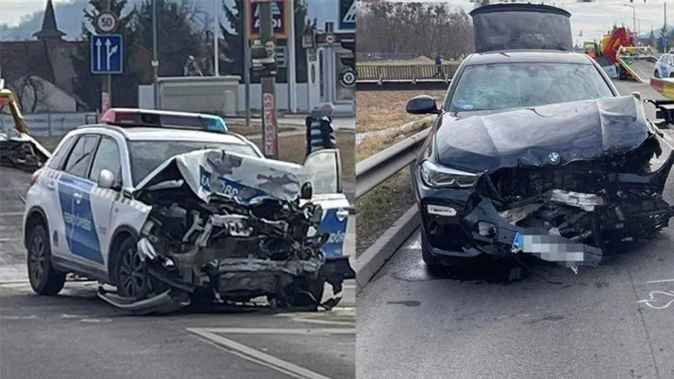 Rendőrautóval ütközött egy autó Miskolcon