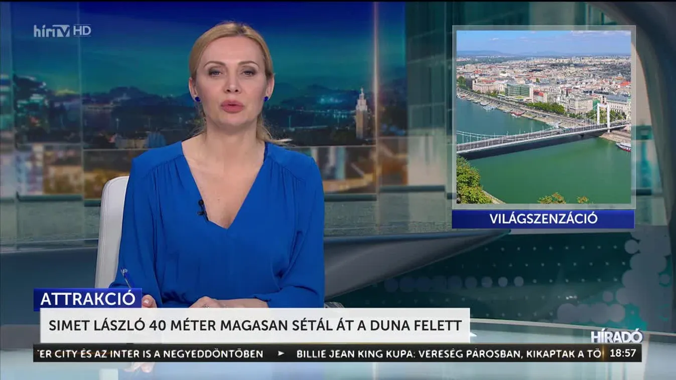 Simet László 40 méter magasan sétál át a Duna felett