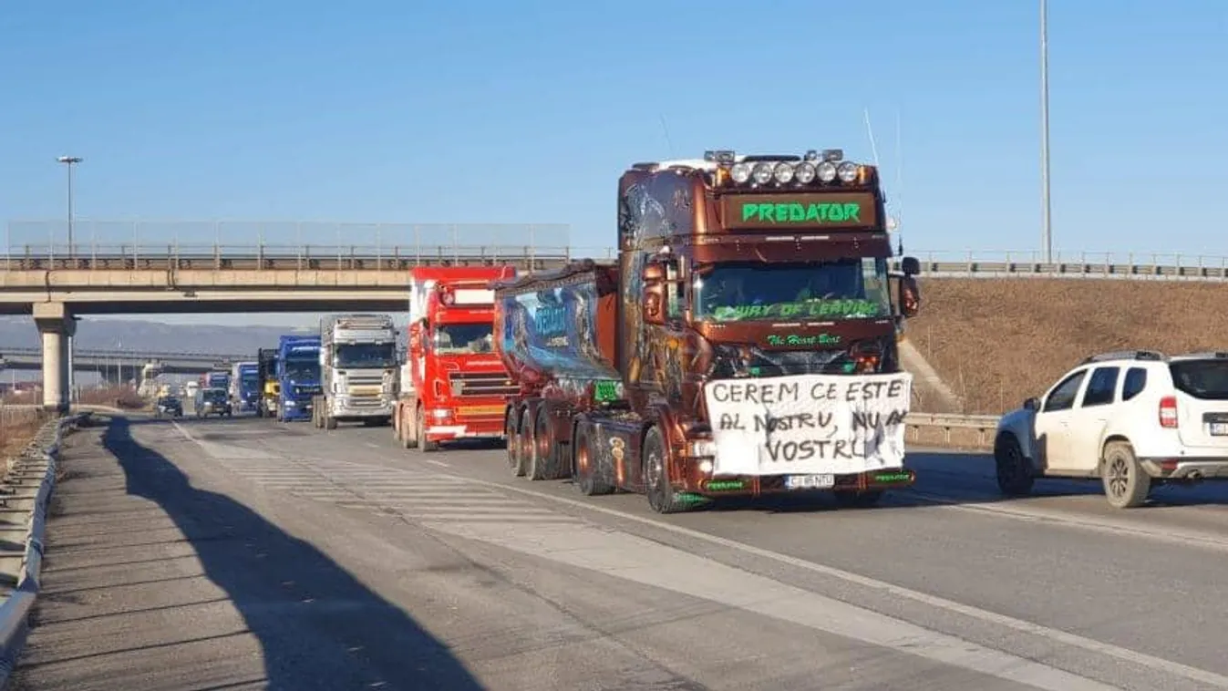 A közúton tüntetnek Romániában a fuvarozók és a gazdák + videó