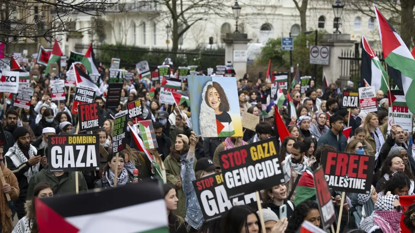 Százezrek tüntettek Londonban a palesztinok mellett
