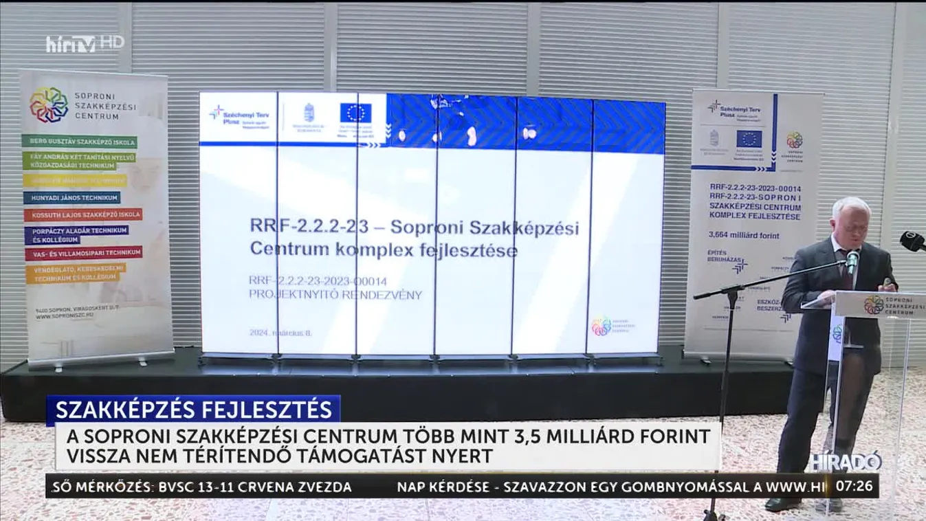 A Soproni Szakképzési Centrum több mint 3,5 milliárd forint vissza nem térítendő támogatást nyert