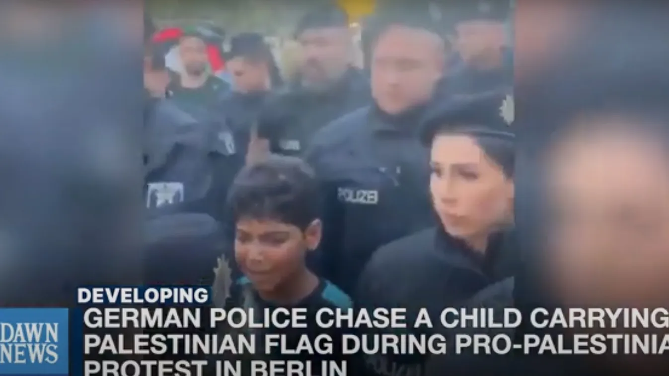 Megdöbbentő videó: egy tucat rendőr kellett egy palesztinpárti tüntető elfogásához Berlinben, aki csak 10 éves volt