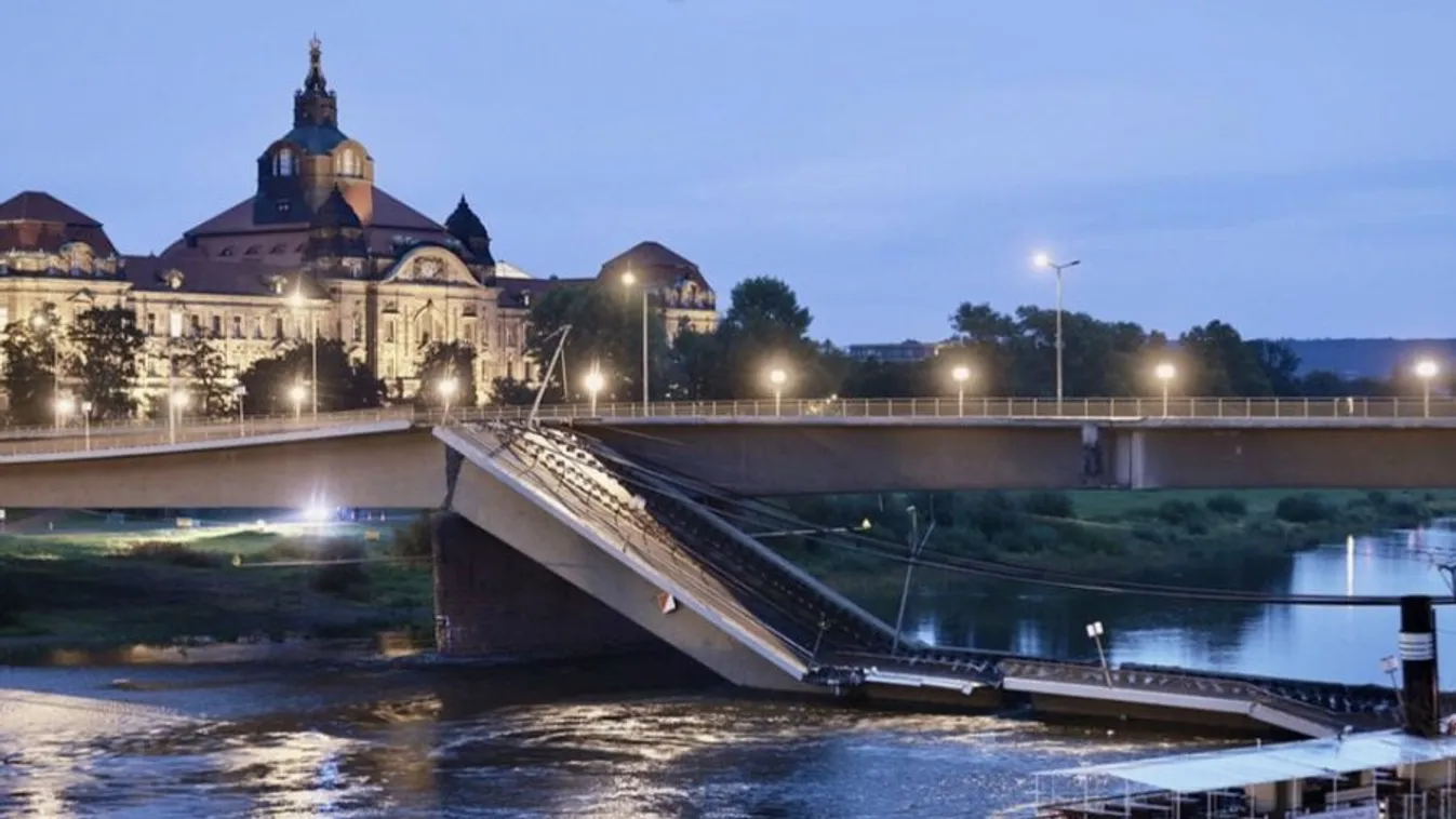 Drezda belvárosában leomlott a Carola-híd egy része