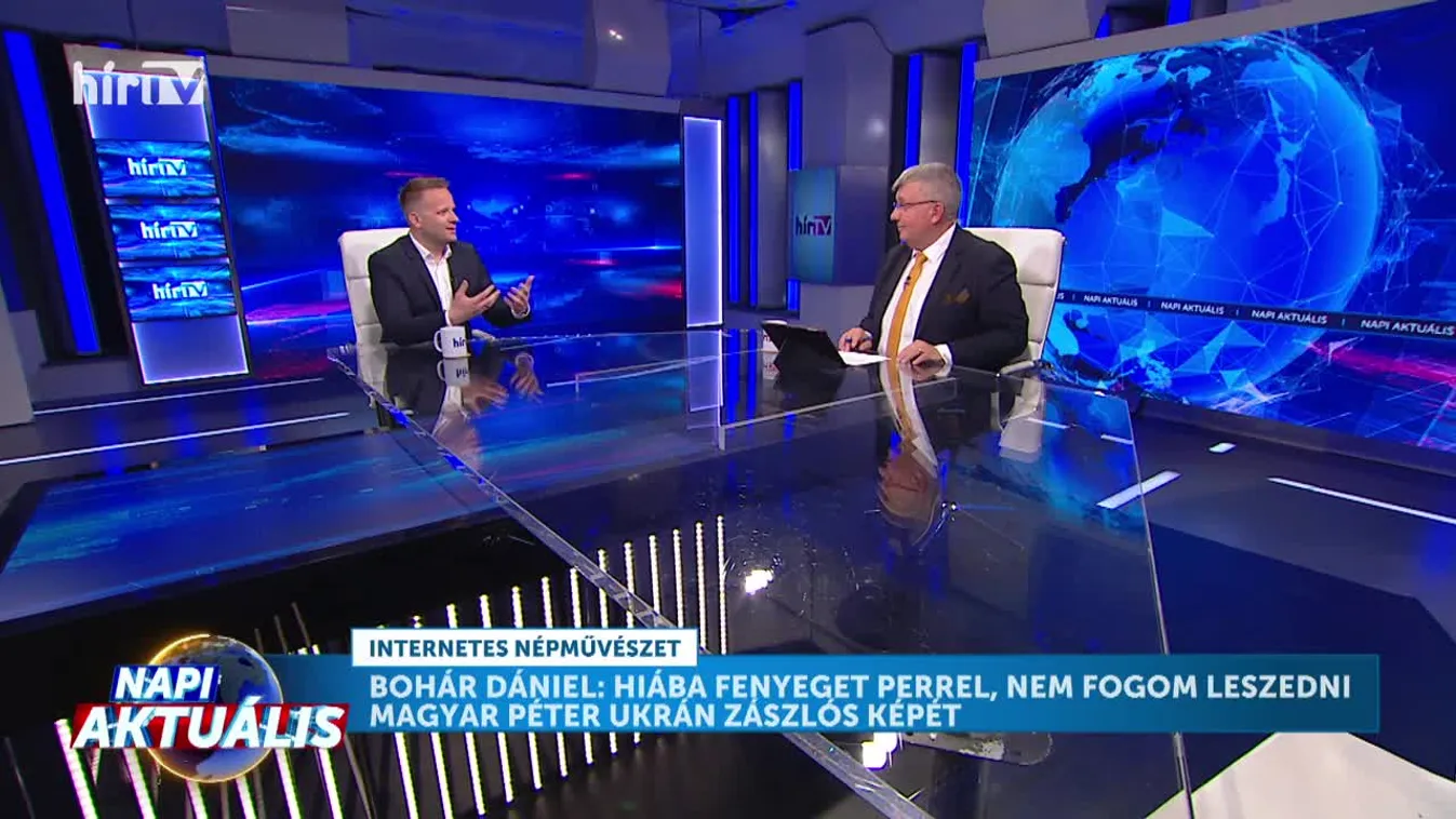 Bohár Dániel: Hiába fenyeget perrel, nem fogom leszedni Magyar Péter ukrán zászlós képét
