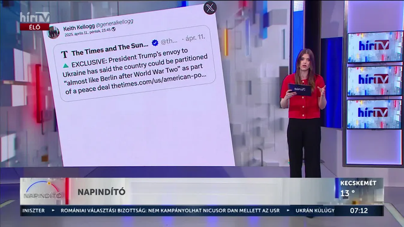 Keith Kellogg cáfolja a The Times állítását, miszerint Ukrajna felosztásáról beszélt volna