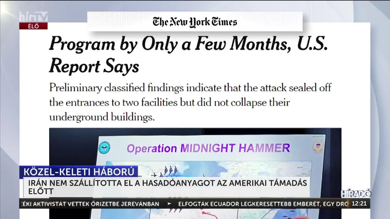 IRÁN NEM SZÁLLÍTOTTA EL A HASADÓANYAGOT AZ AMERIKAI TÁMADÁS ELŐTT