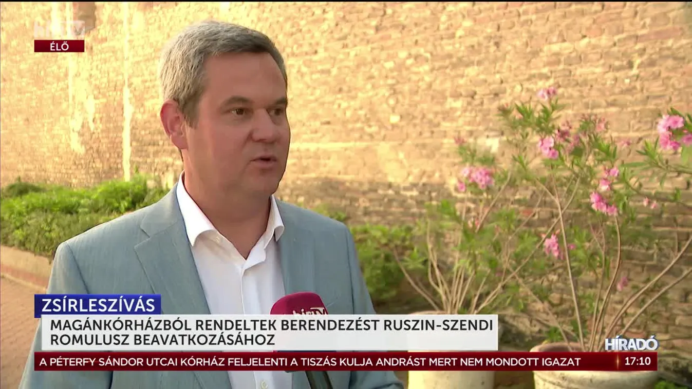 MAGÁNKÓRHÁZBÓL RENDELTEK BERENDEZÉST RUSZIN-SZENDI ROMULUSZ BEAVATKOZÁSÁHOZ