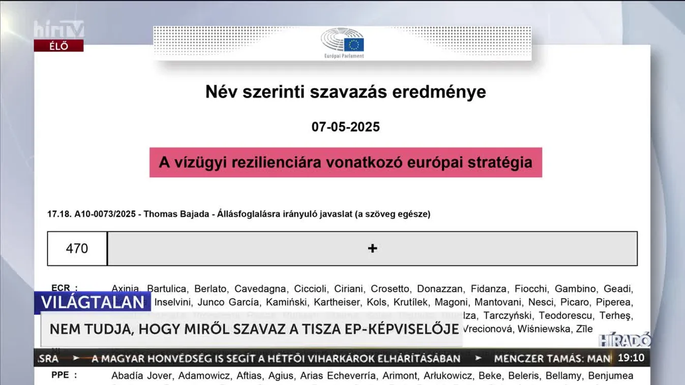 NEM TUDJA, HOGY MIRŐL SZAVAZ A TISZA EP-KÉPVISELŐJE