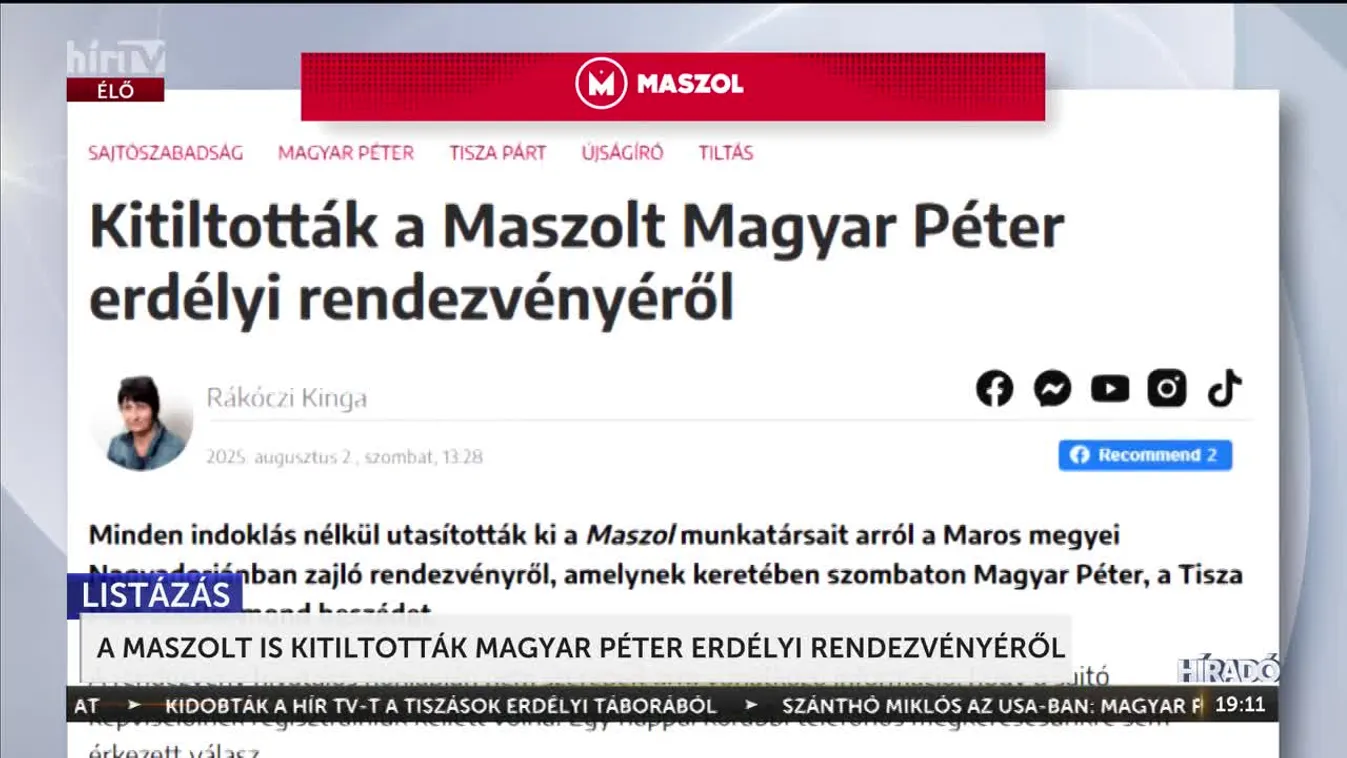 	A Maszolt is kitiltották Magyar Péter erdélyi rendezvényéről