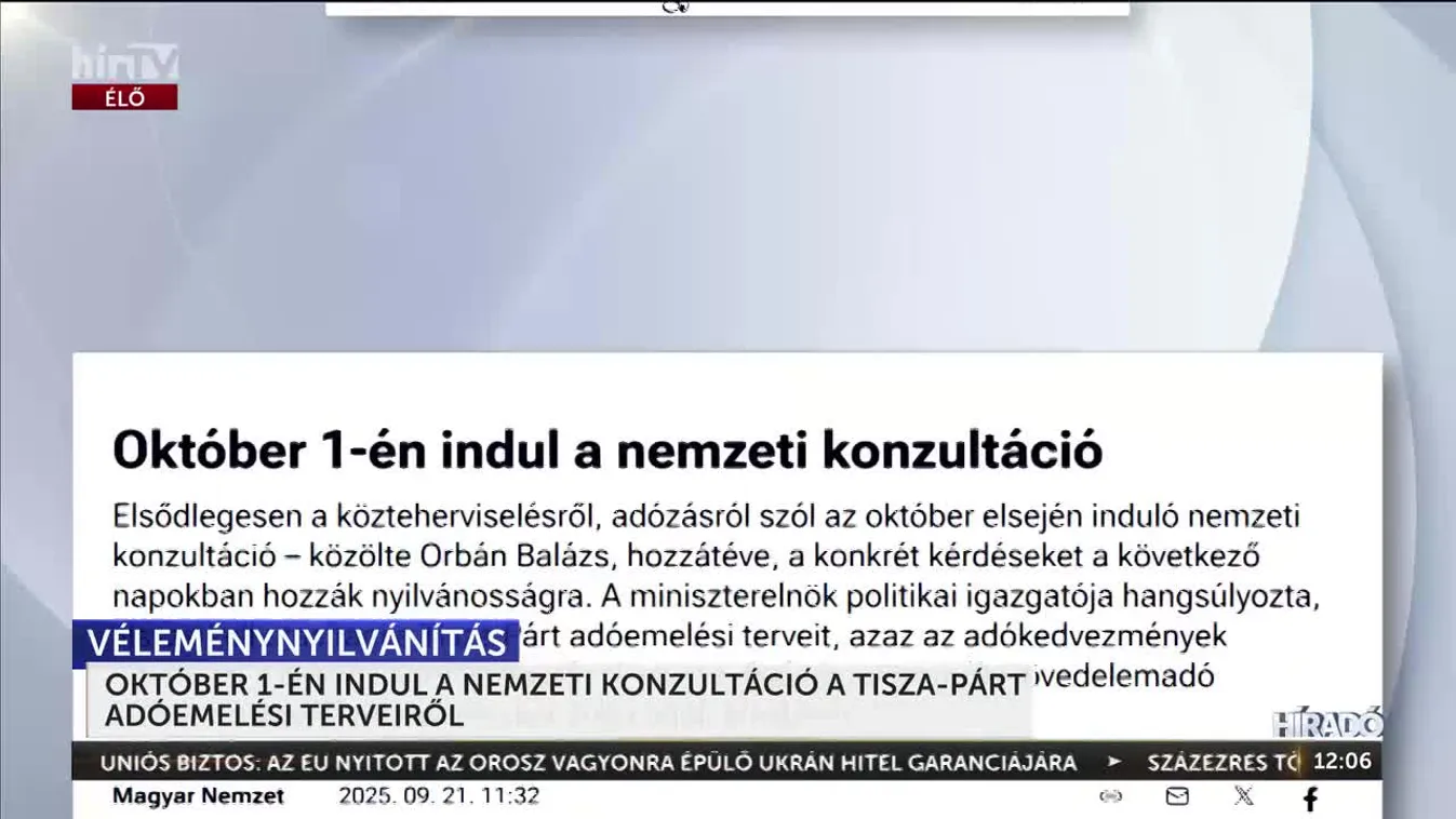 Október 1-jén indul a nemzeti konzultáció a Tisza Párt adóemelési terveiről