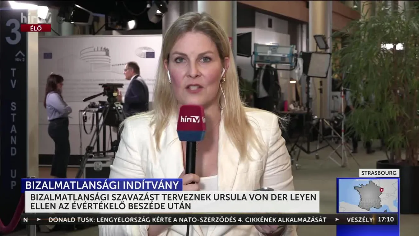 Hír TV élő kapcsolása Strasbourg-ból - Közvetítés a bizalmatlansági indítvány bejelentéséről + videó