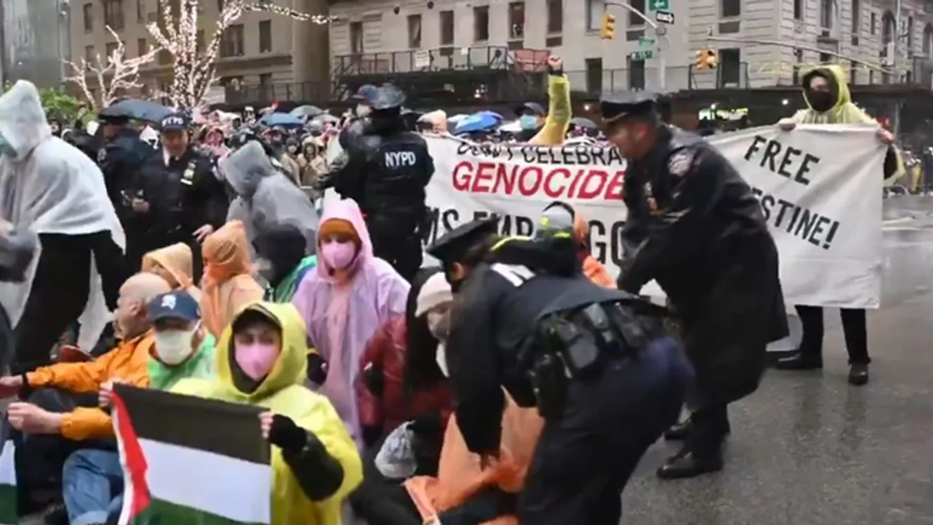 Palesztinpárti tüntetőket vettek őrizetbe New York hálaadási felvonulásán