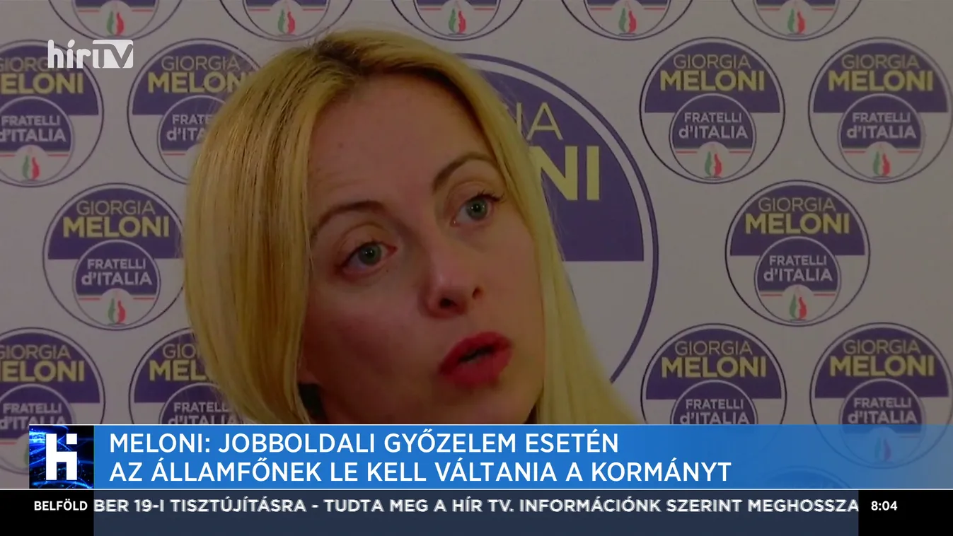 Meloni: Jobboldali győzelem esetén az államfőnek le kell váltania a kormányt