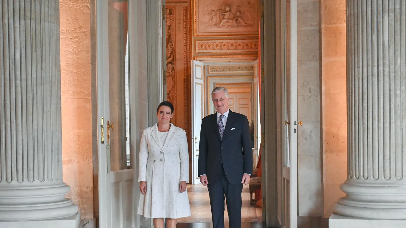 A magyar köztársasági elnököt fogadta a belga király + videó