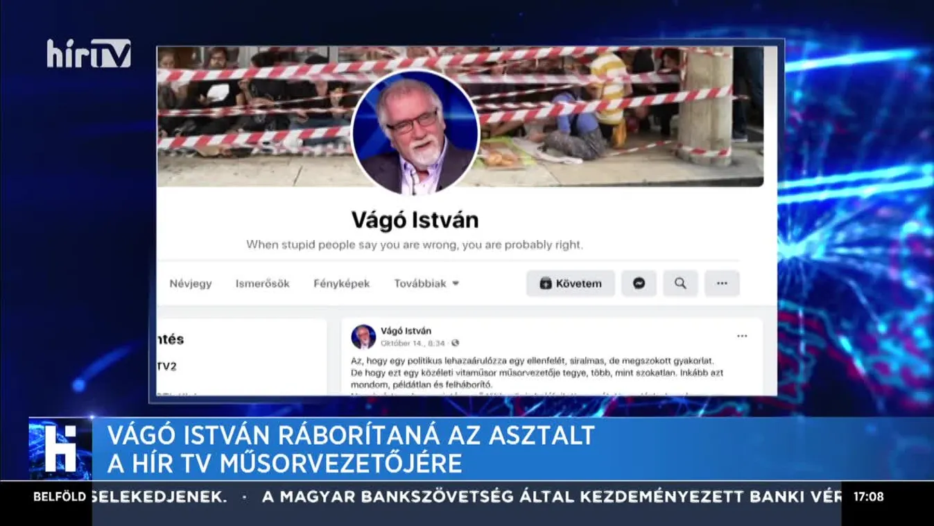 Vérlázító bunkóság: Vágó István szerint rá kell borítani az asztalt a Hír TV műsorvezetőnőjére