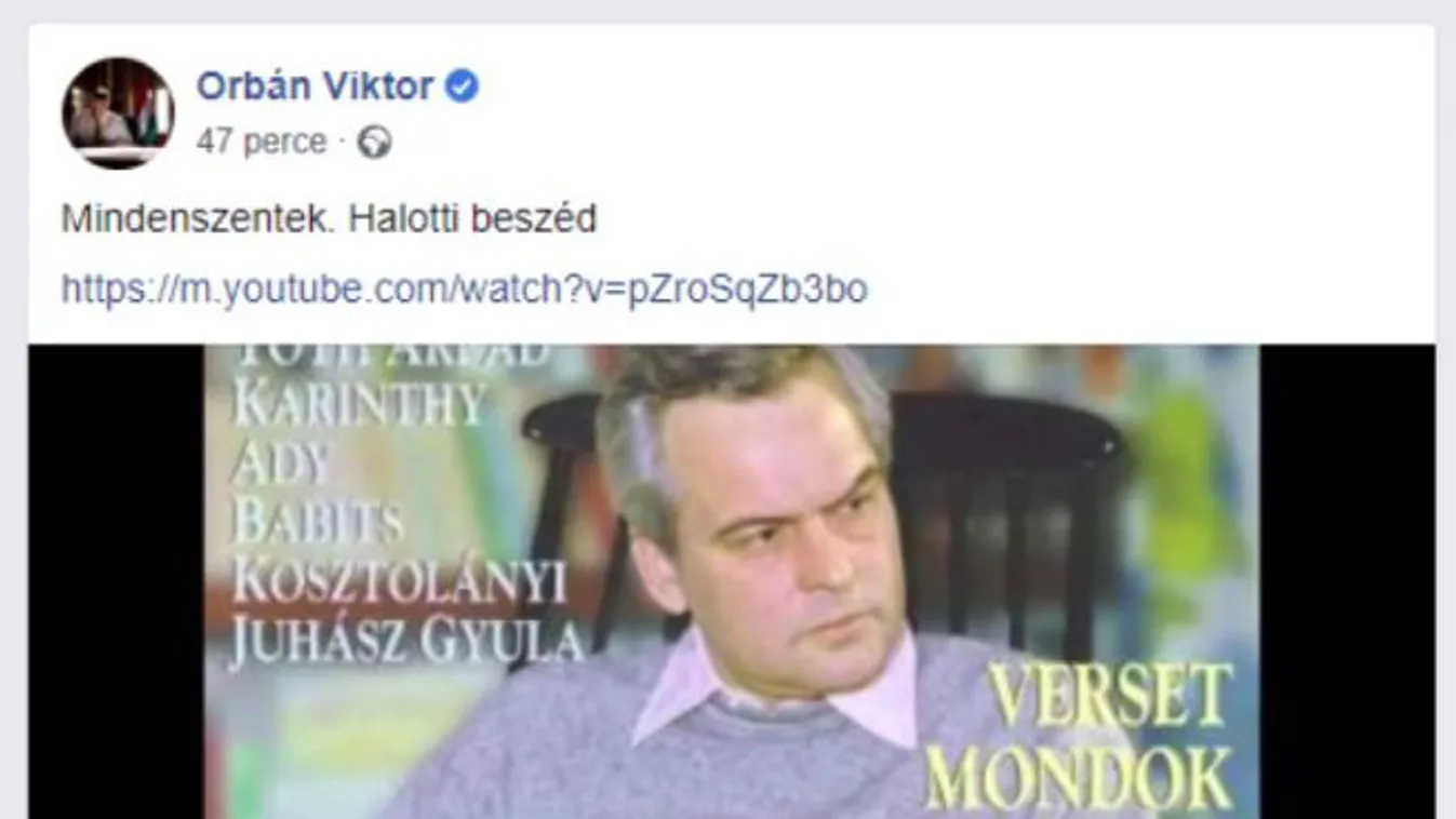 Kosztolányi-verssel emlékezik az ünnepre Orbán Viktor