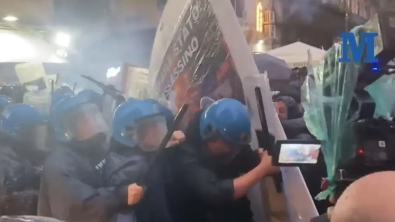 Erőszakba fulladt a betiltott palesztin párti tüntetés Nápolyban + videó