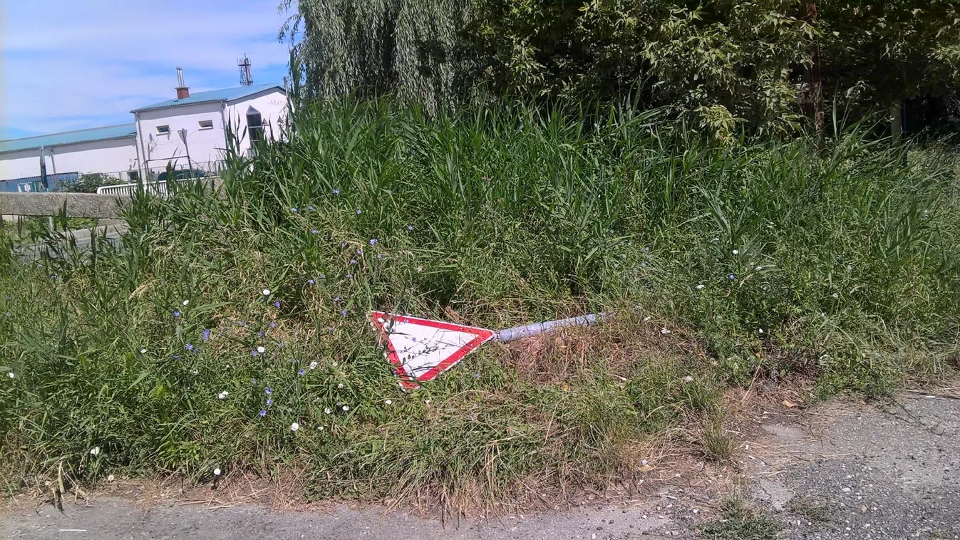 Sorsára hagyott tábla hever Telki határában