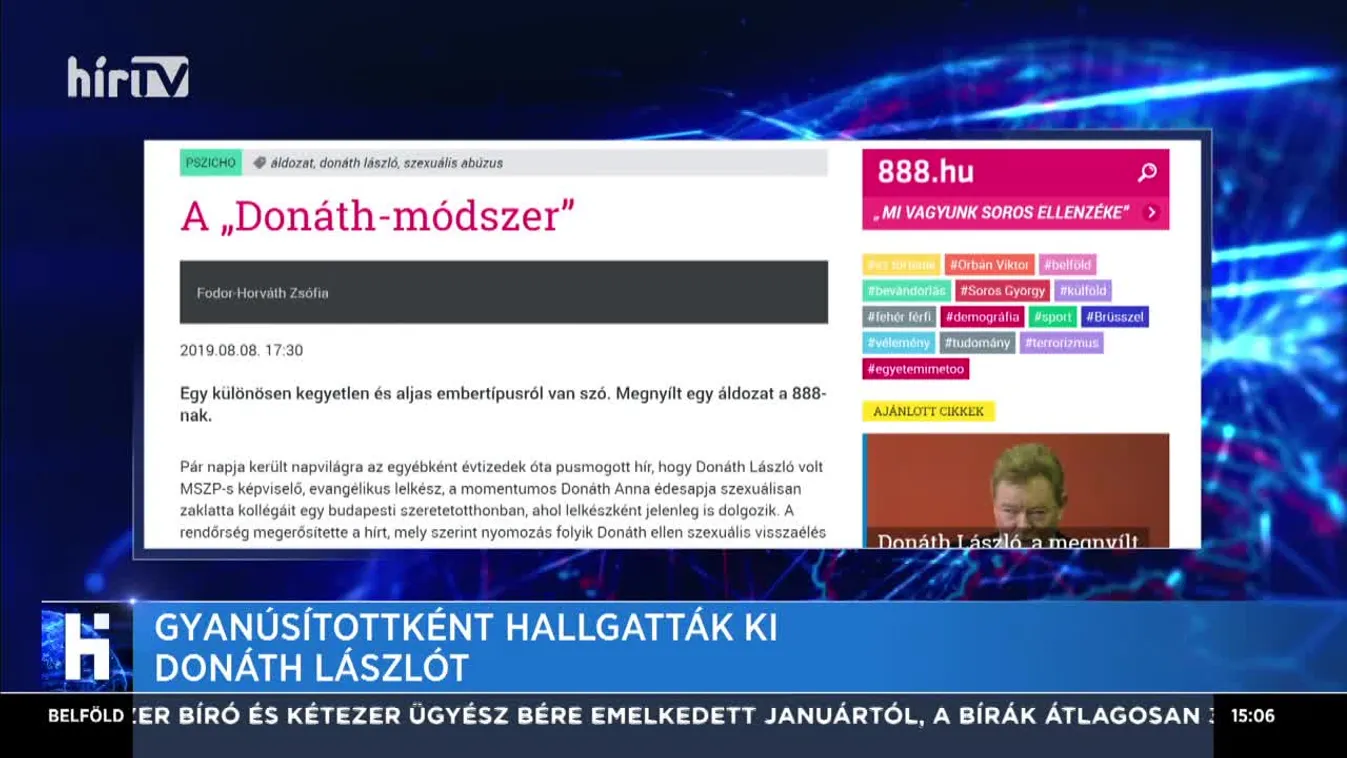 Gyanúsítottként hallgatták ki Donáth Lászlót